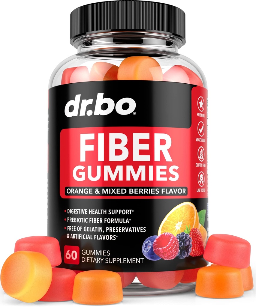 Fiber Gummies for Adults & Kids - Tasty Gummy Prebiotic Fiber Supplement, Max Digestive Gut Health Supplements for Women & Men - Daily Cleanse High Chicory Root Inulin Prebiotics - 60 Chewable Gummies