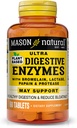 Mason Natural Plant-Based Ultra Digestive Enzymes, with Bromelain, Lactase & Papain, Supports Digestion & Bloating Relief, 60 Capsules, Pack of 3