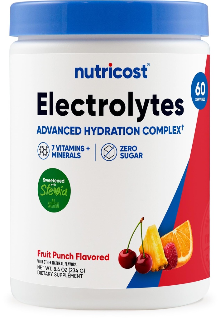 Nutricost Electrolyte Complex Powder (60 Servings, Fruit Punch) - Hydration Supplement Drink Mix with Vitamins and Minerals