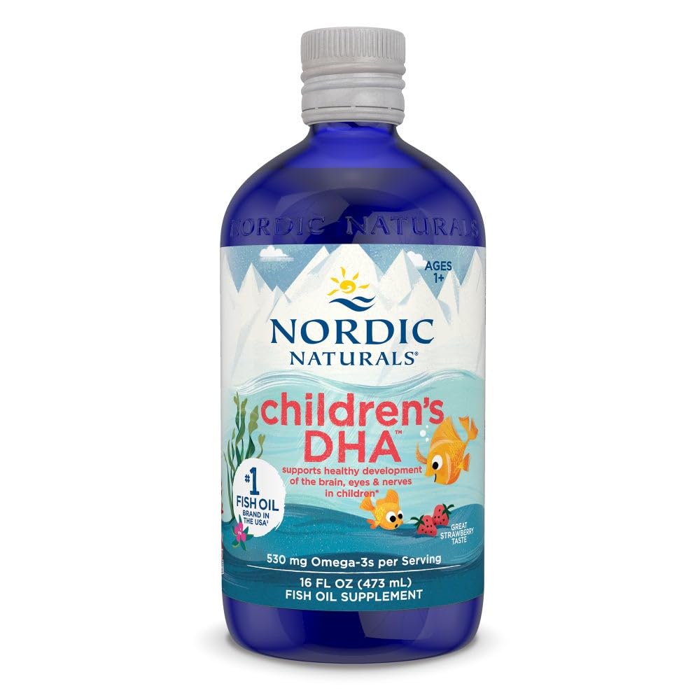 Nordic Naturals Children’s DHA, Strawberry - 16 oz for Kids - 530 mg Omega-3 with EPA & DHA - Brain Development & Function - Non-GMO - 192 Servings