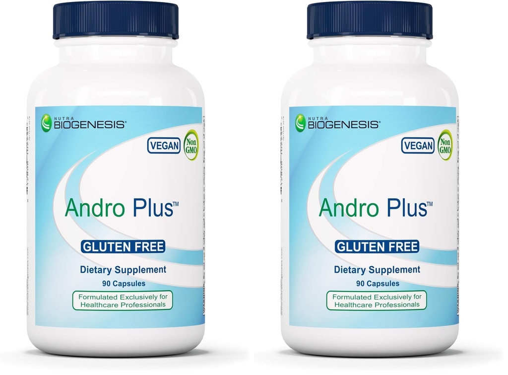 Nutra BioGenesis Andro Plus - Tribulus Terrestris Extract for Men, Maca Root Supplement for Men's Vitality with Muira Puama, Health and Wellness Support - 90 Vegetarian Capsules (Pack of 2)