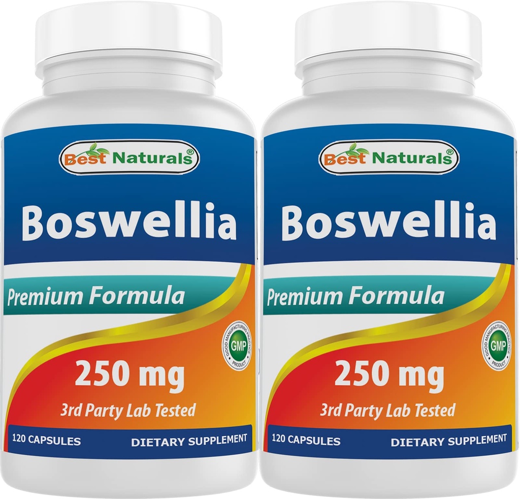 Best Naturals Boswellia Serrata Joint Health 250 mg 120 Capsules - Standardized to 65% Boswellic Acid (120 Count (Pack of 2))