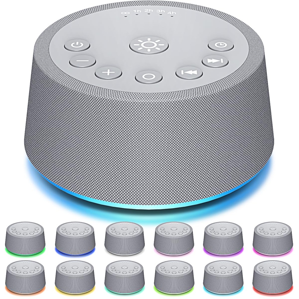 SoundLegend Sleep White Noise Sound Machines 32-Level Volume 30 Sounds 12 Colors Light 5 Timers Adjustable Light Brightness Compact for Everyone Travel Gift Memory Function
