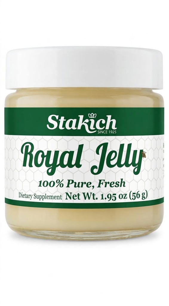 Stakich Fresh Royal Jelly 1.95 oz – Pure Raw | Natural Energy, Immune Support, Skin Radiance & Menopause Relief | Cold-Shipped with Thermal Packaging