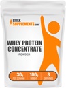 BulkSupplements.com Whey Protein Concentrate Powder - Whey Protein Powder Supplement, Unsweetened, Unflavored & Gluten Free, 30g per Serving, 100g (3.5 oz) (Pack of 1)