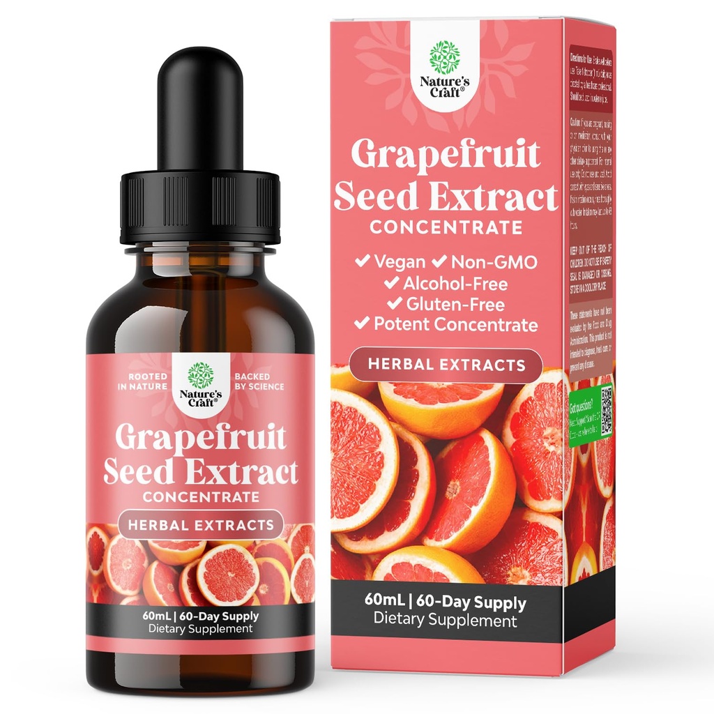Natures Craft GSE Grapefruit Seed Extract Liquid - One Drop Daily - Super Concentrated Grape Seed Extract Liquid Drops Rich in Bioflavonoids & Polyphenols for Gut Health & Immune Support - 2 Fl Oz