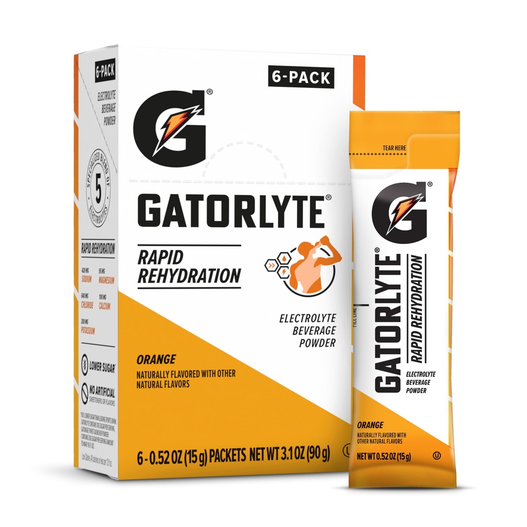Gatorlyte Powder Orange, 16.9oz (Pack of 6)