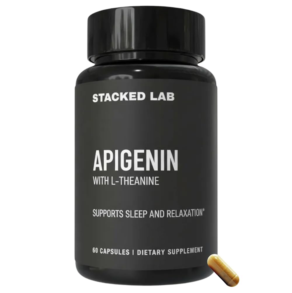 Apigenin with L-Theanine for Better Sleep | Premium Sleep Support, Relaxation, & Sleep Quality Aid | Non-Drowsy, Melatonin Free | 60 Capsules