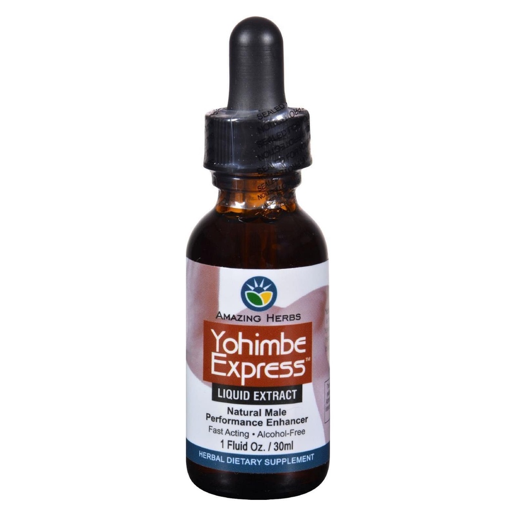 Amazing Herbs Yogimbe Express - Performance Enhancer, 100% Pure Yohimbe Bark Alcohol Free Liquid Extract, Herbal Dietary Supplement - 1 Fl Oz (Pack of 1)