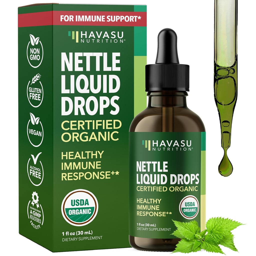 Stinging Nettle Leaf Extract Liquid Drops - USDA Organic - Immune Support and Prostate Health Supplement - 60 Servings - Vegan, Non-GMO, Gluten-Free - Unflavored Herbal Tincture - 1 Fl Oz