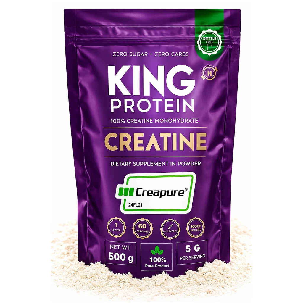 100% Pure Unflavored Creatine Monohydrate Powder | 5g per Serving | Vegan & Sugar Free | Creapure® Monohydrate Creatine Powder & Scoop Included | 500g Bulk Bag, 100 Servings