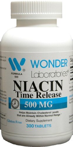 Wonder Laboratories High Potancy Time Release Niacin (Vitamin B3) 500 Mg 300 Tablets Non-GMO, Gluten Free Supplement