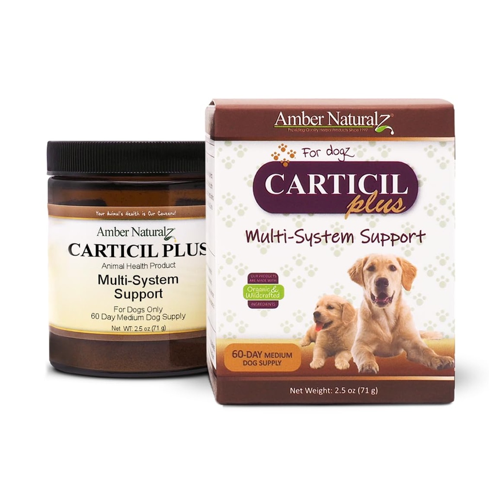 Amber NaturalZ Carticil Plus Herbal Supplement for Dogs | Multi-System Support for Joint, Digestive, and Immune Health | Natural Aid for Overall Wellness and Vitality | 60-Day Medium Dog Supply