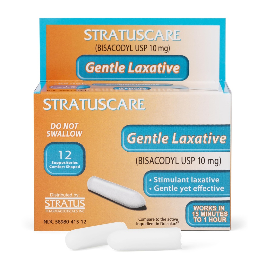 Bisacodyl Laxative Suppositories 10mg for Constipation Relief for Adults, Fast Acting Suppository, 12 Count