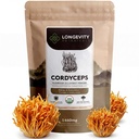 Longevity Botanicals Organic Cordyceps Mushroom Powder Supplement Extract 100g | Cordyceps Militaris Fruiting Body | ≥30% Beta-D-Glucans | 60 Servings of 1,660mg | Supports Daily Energy & Wellness