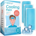 Cooling Patches for Fever, Natural Headache and Migraine Relief, (20 Pack) Soft Gel Sheets, Fever Patch for Kids, Tension/Sinus, Headache Relief Prevention