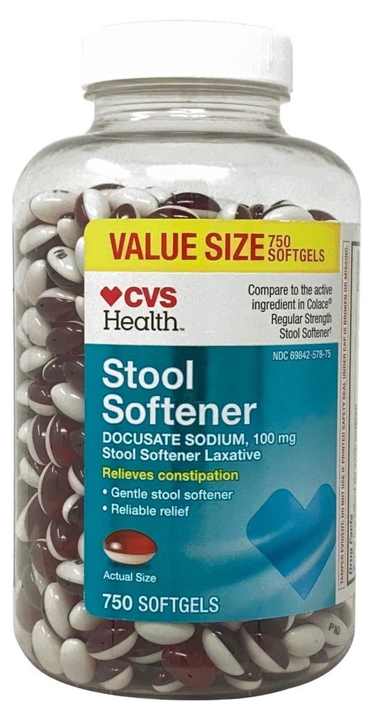CVS Stool Softener, Docusate Sodium 100 mg, Softgels, 750 Count