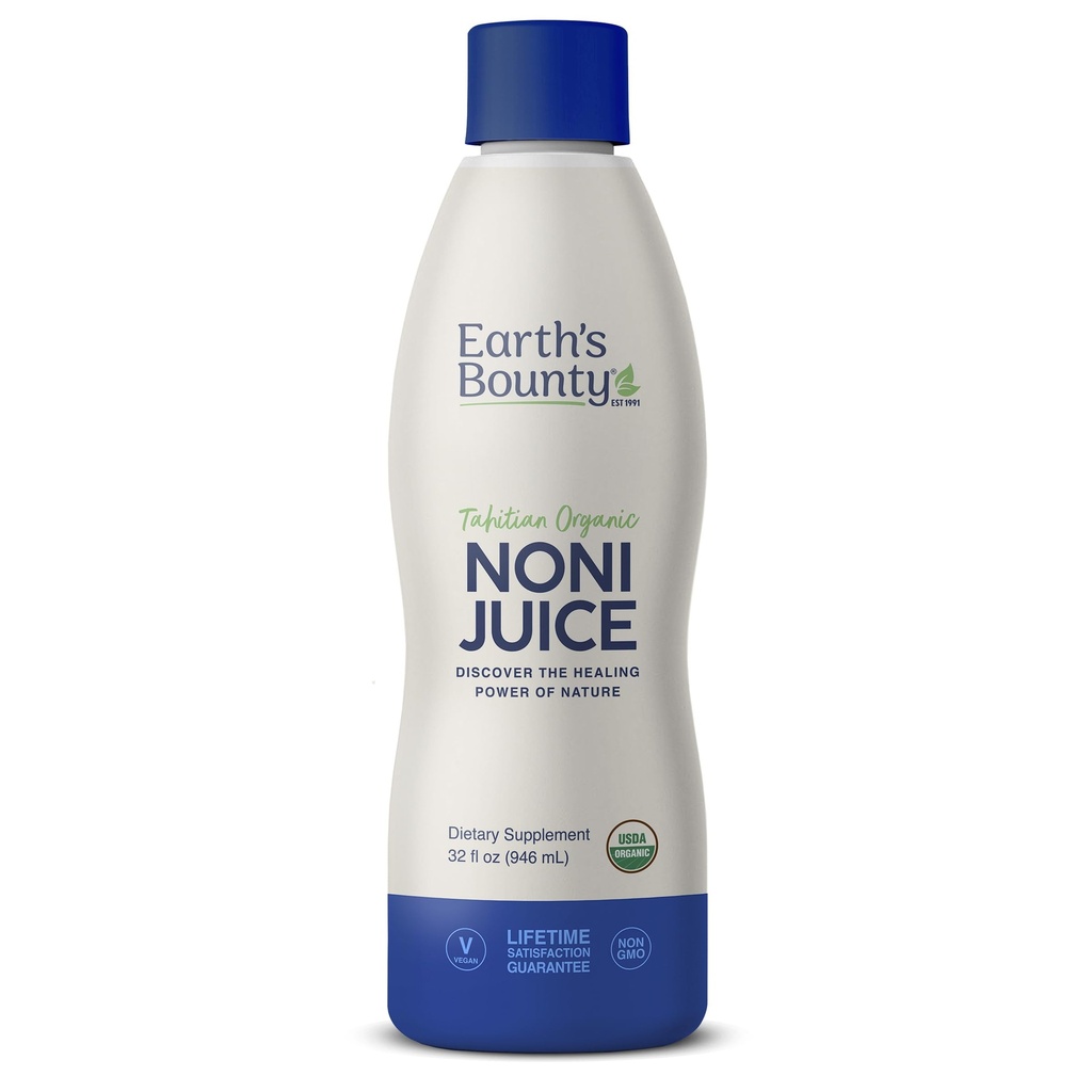 Earth's Bounty Tahitian Organic Noni Juice - 32 fl.oz - 100% Pure, Natural Immune & Joint Support - Organic, Kosher Noni Juice - No Additives