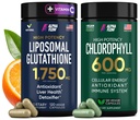 Alpha Flow (Bundle) Liposomal Glutathione 1100mg + Chlorophyll 600mg – Advanced Antioxidant, Cleansing, Skin, and Immune Support for Daily Energy and Wellness