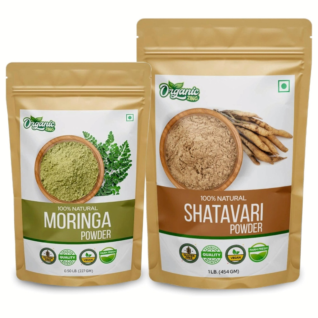 ORGANIC ZING Shatavari- 454g & Moringa Leaf Powder- 227g