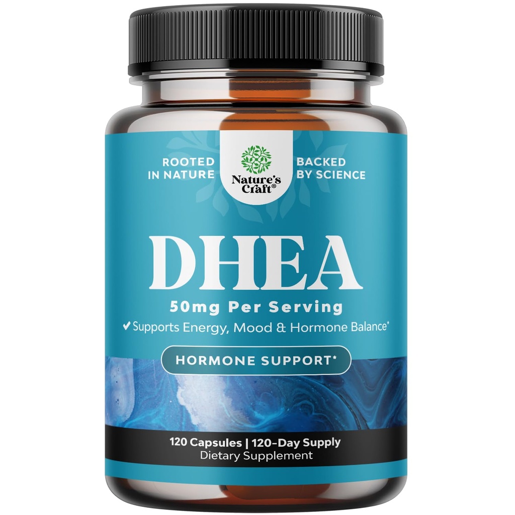 DHEA Supplement for Women & Men - Pure DHEA 50mg for Hormone Balance, Improves Mood Stability, Brain Function, Immune System, Energy & Fertility - Dehydroepiandrosterone Capsules for Adults - 120 Ct