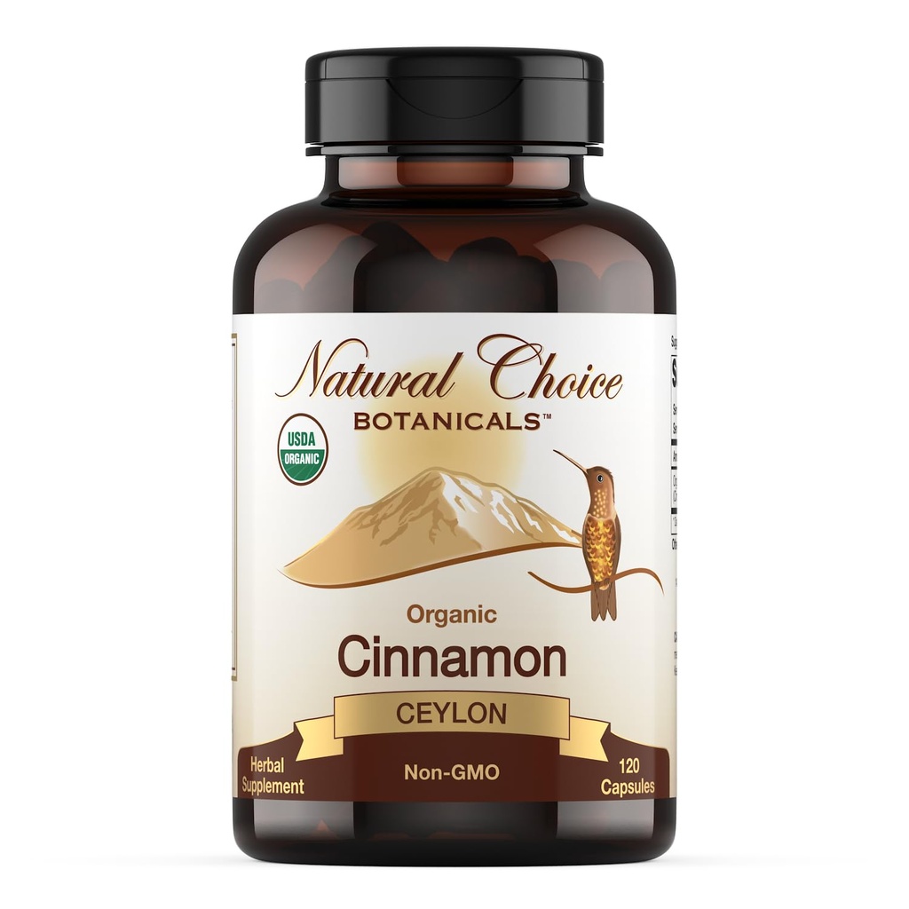 USDA Certified Organic Ceylon Cinnamon Capsules, Non-GMO Verified Supplement - 120 Capsules, 2 Month Supply