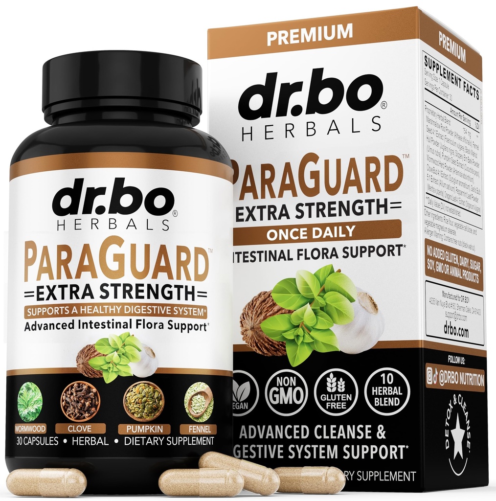 ParaGuard Cleanse Detox Pills - Extra Strength Intestinal Guard Formula Supplement, Black Walnut Wormwood Clove & Oregano - Adults Natural Herbal Intestine Body Gut Cleanser Complete Kit 30 Capsules