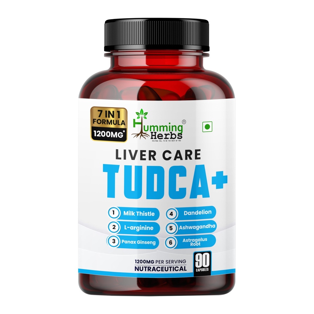 Humming Herbs Liver Care Tudca+ 7 In 1 Formula Blend Of Tudca, L-Arginine, Milk Thistle, Dandelion, Ashwagandha, Panax Ginseng, Astragalus Root-90 Cap, Pack Of 1
