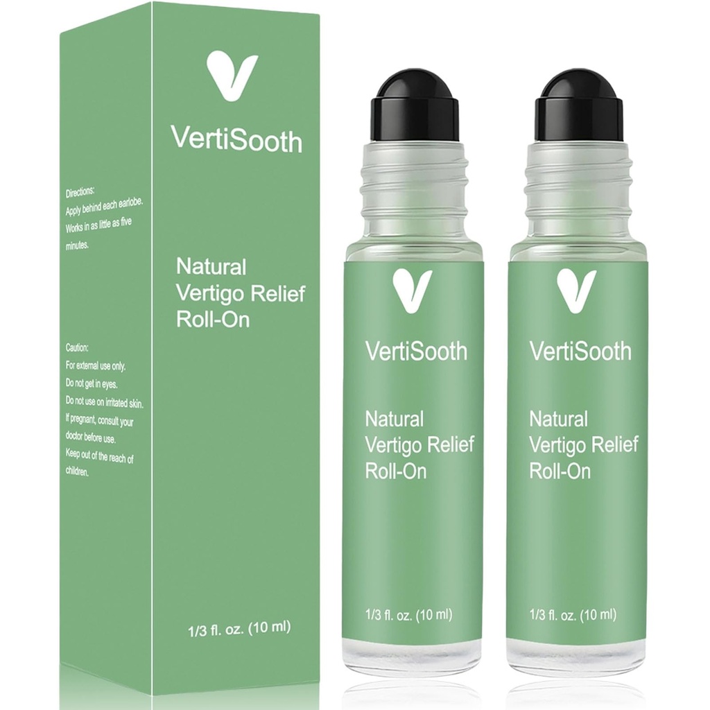 Vertisoothe Anti-Dizzy Roll-On, Natural Vertigo Relief Roll-On, Vertigo and Dizziness Support Roller with Lavender, Ginger, Mint Essential Oil, Easing Nausea, Fast-Acting Combat Travel Sickness (2Pcs)