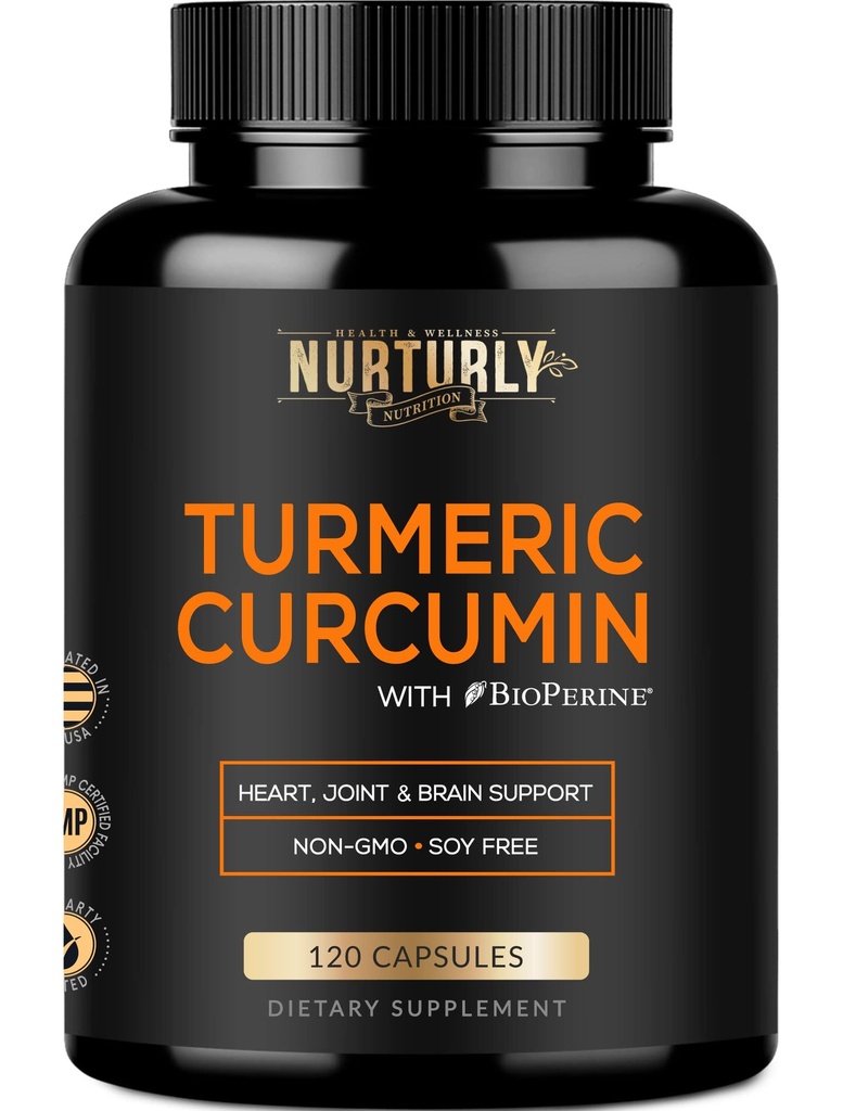 Turmeric Curcumin with BioPerine Black Pepper and 95% Curcuminoids - High Absorption Turmeric Supplements 1300mg for Hearth Health - Non-GMO, Gluten Free - 120 Capsules
