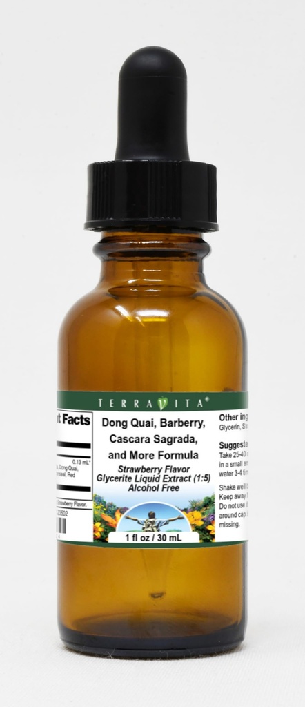 Dong Quai, Barberry, Cascara Sagrada, and More Formula Glycerite Liquid Extract (1:5) - Strawberry Flavored (1 oz, ZIN: 523502)