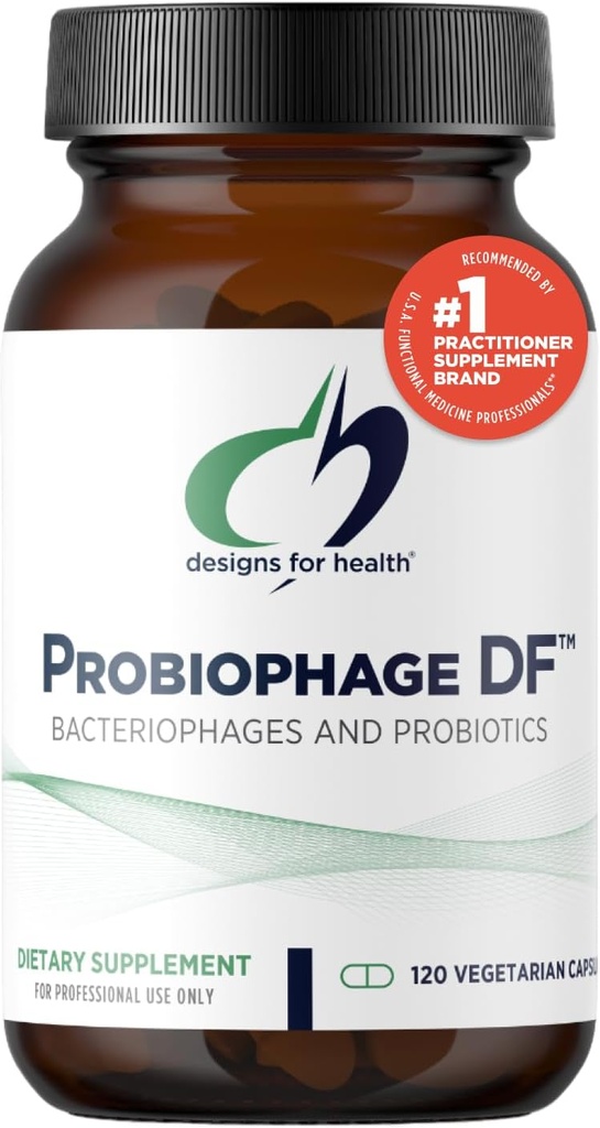 Designs for Health Probiophage DF - Bacteriophage Prebiotic + Probiotic Supplement - Probiotics for Digestion + Immune Support - Dairy Free Pre and Pro Biotics in Delayed Release Capsules (120 Count)