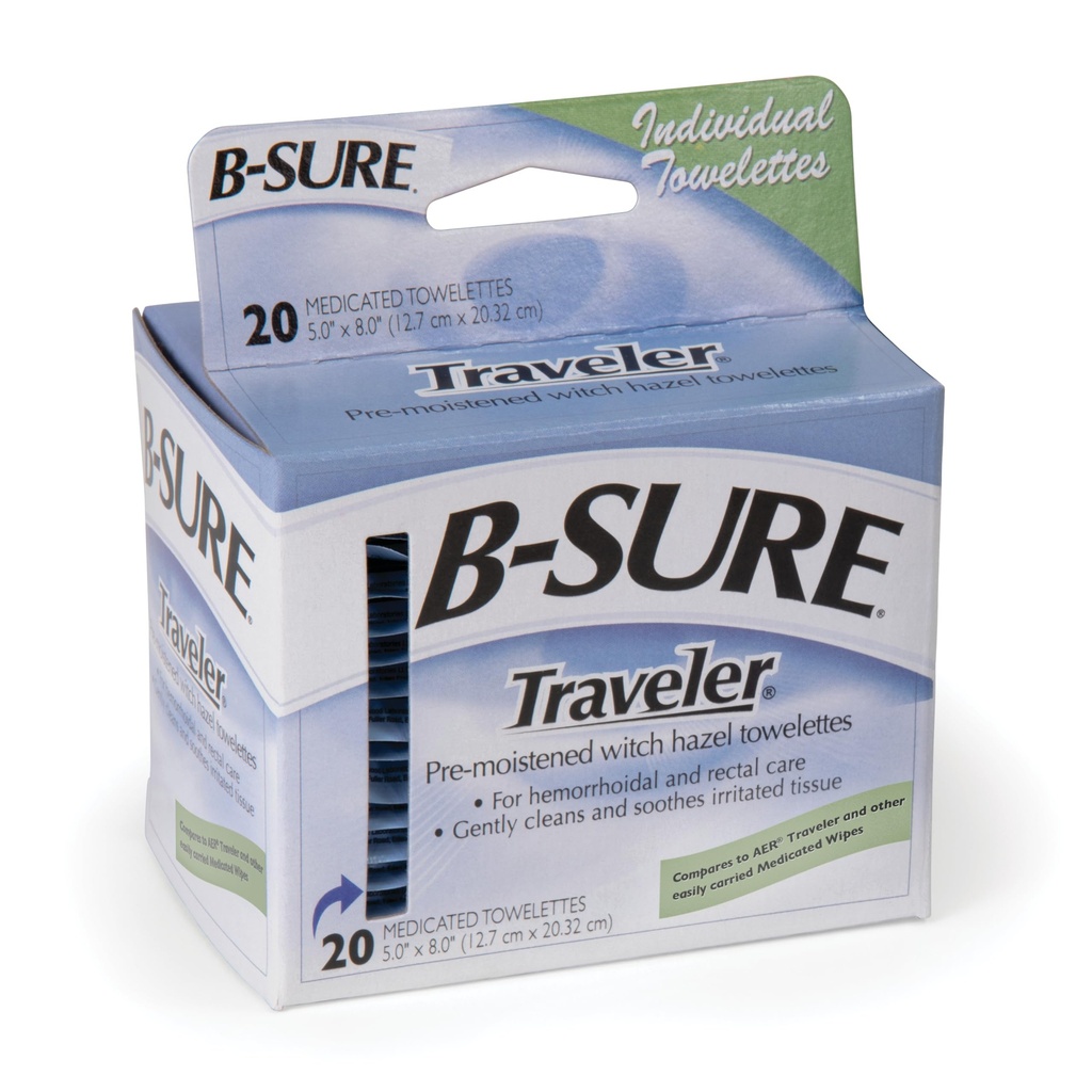 B-Sure Pre-Moistened Witch Hazel Towelettes - (20 Pack)