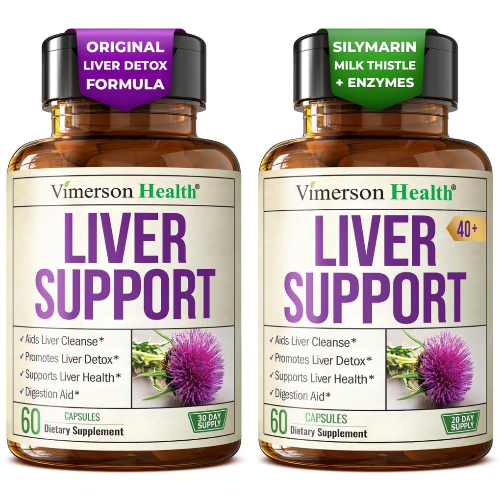 Vimerson Health Vegan Liver Cleanse Detox & Repair + Liver Support with Enzymes – Herbal Bundle with Milk Thistle, Artichoke, Dandelion Root & Solarplast® for Detox, Digestion & Energy