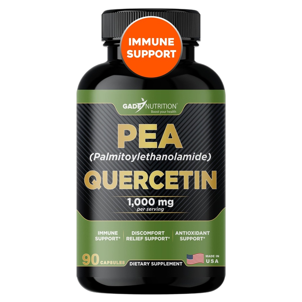 Gade Nutrition Palmitoylethanolamide Pea Supplement 800 mg with Quercetin 200 mg | Micronized Pea 99% Highly Purified and 95% Quercetin Bioavailable | Made in USA | Supplement for Men and Women