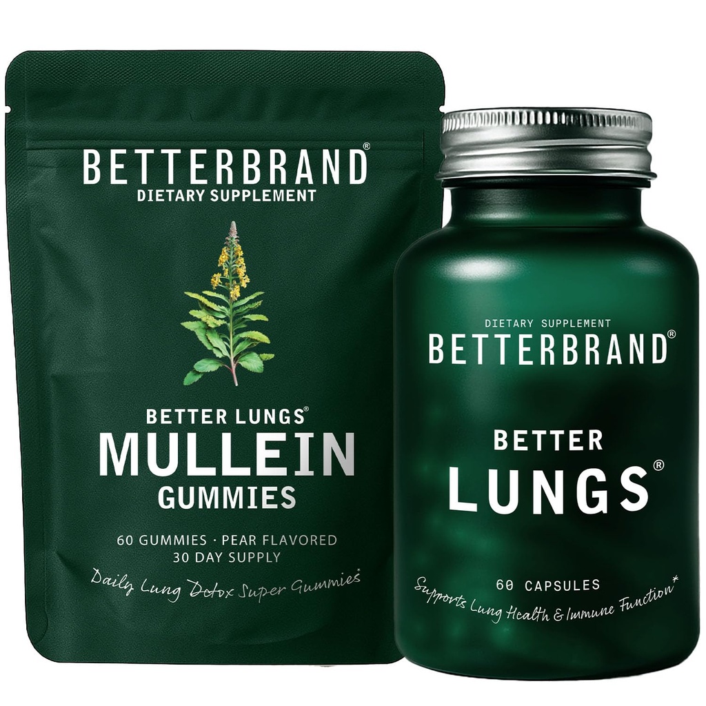Betterbrand Better Lungs Health Pack - BetterLungs & Mullein Gummies - Complete Respiratory Wellness Pack: BetterLungs & Mullein Gummies - 30 Day Supply