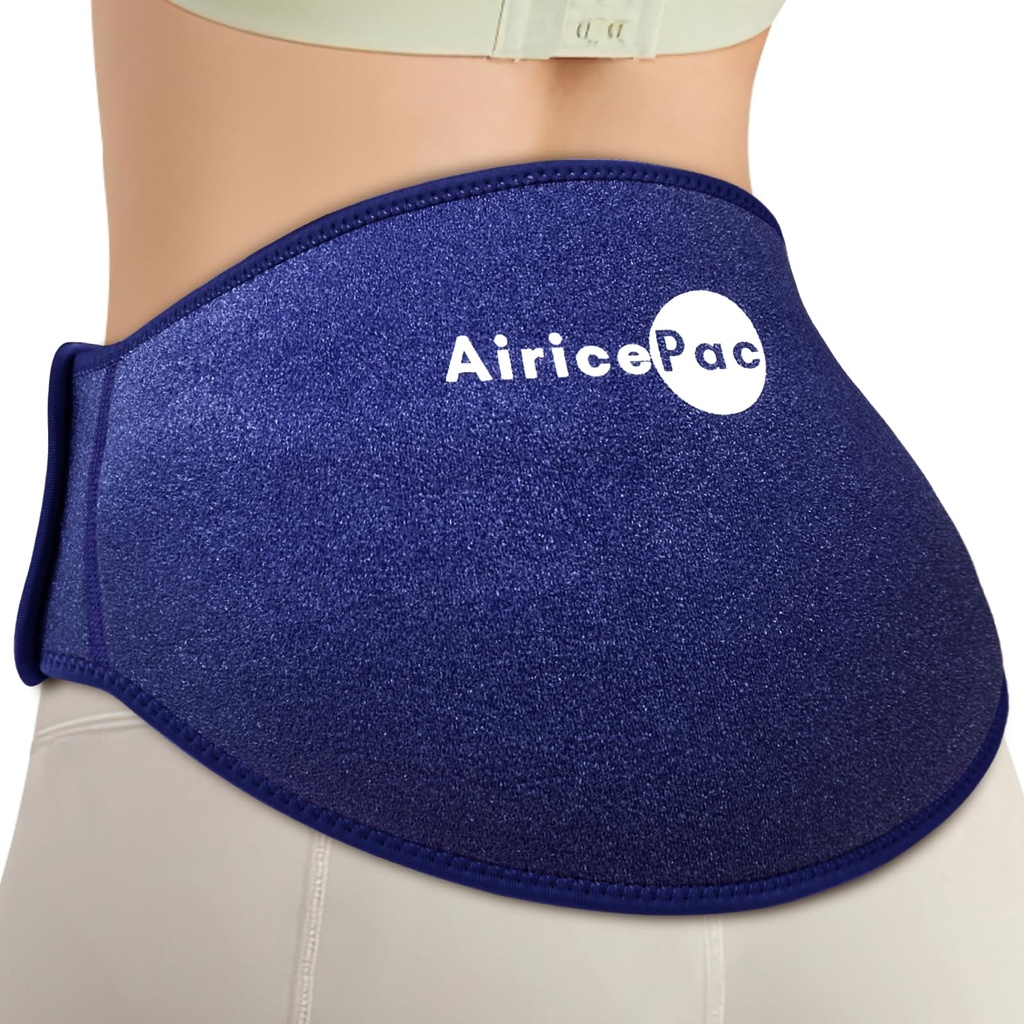 AiricePac Ice Pack for Back Pain Relief, Reusable Gel Lower Back Wrap, Cold Compress Therapy for Waist Lumbar Injuries, Sciatic Nerve, Herniated or Degenerative Disc, Coccyx, Tailbone Pain Blue