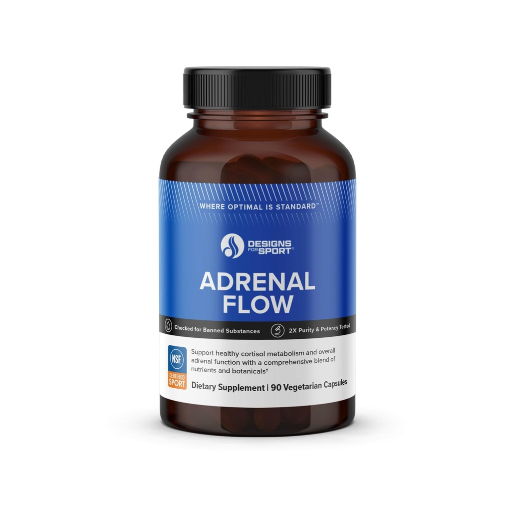 Designs for Sport Adrenal Flow - Supports Stress Response & Energy Production* - Vitamins, Minerals & Botanical Blend - Vegetarian - NSF Certified for Sport - 90 Capsules