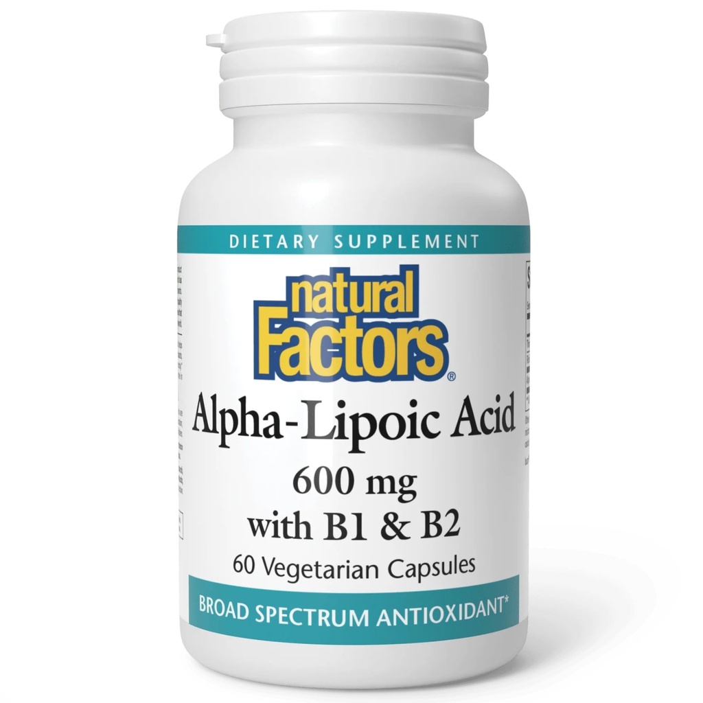 Natural Factors Alpha-Lipoic Acid with B1 & B2 - Antioxidant Support* - Non-GMO - 60 Vegetarian Capsules