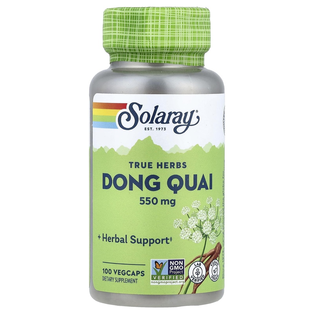 SOLARAY Dong Quai Root 550mg | Healthy Menstrual & Menopausal Support | Womens Health Supplement | Whole Root | Non-GMO, Vegan & Lab Verified | 180ct