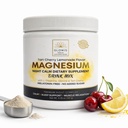 Magnesium Glycinate Powder for Sleep, Stress & Calm - Drink Mix with L-Theanine, Glycine, Tart Cherry, Vitamin B6-200mg Bisglycinate + Citrate, Melatonin Free, Vegan, Sugar Free, 30 Servings
