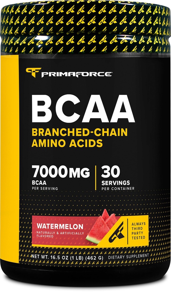 Primaforce BCAA Powder (Watermelon) - 7000MG 2:1:1 BCAAs, 30 Servings, Post-Workout Recovery Drink with Amino Acids and Real Salt for Men & Women