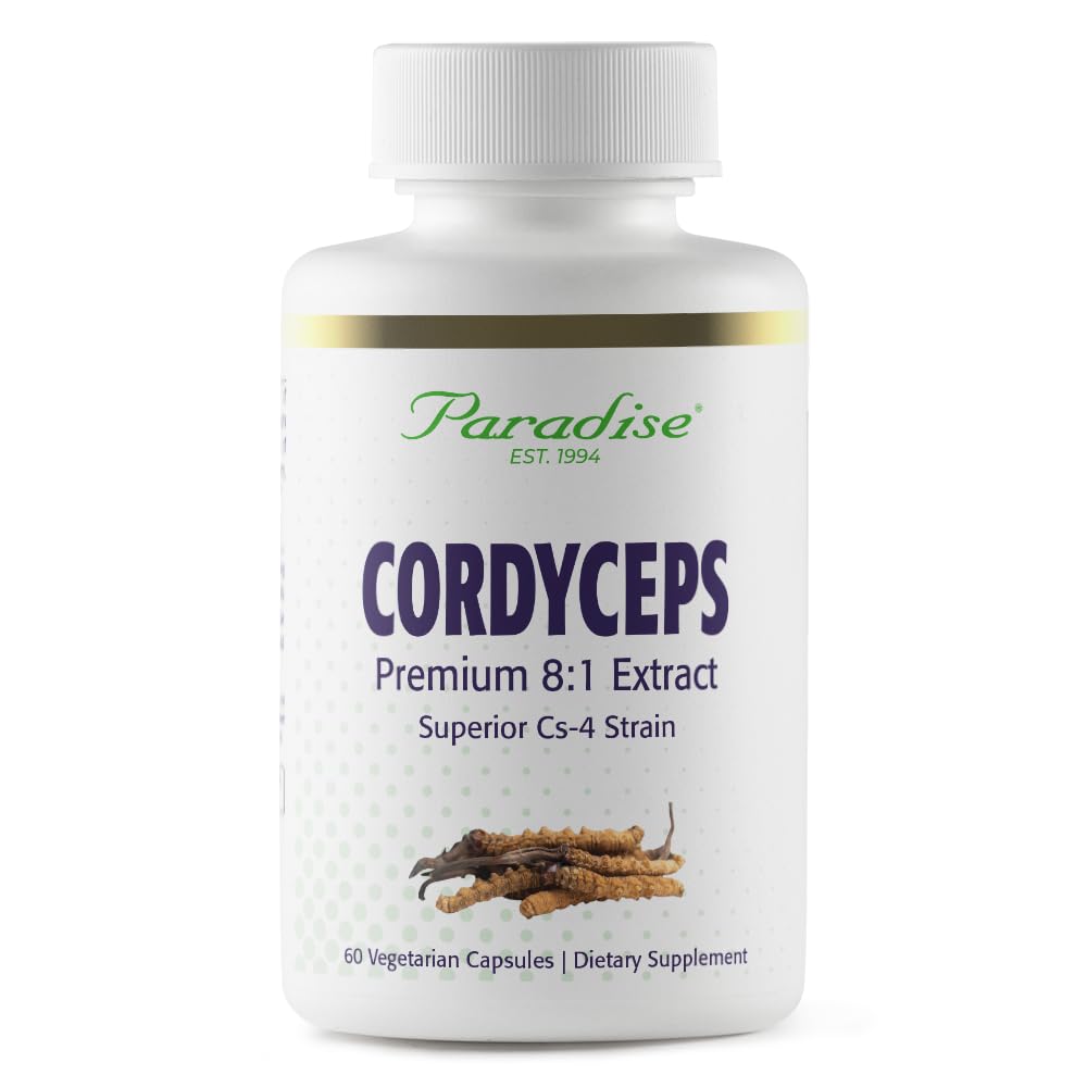Paradise Herbs Cordyceps CS-4 Extract, Super Potent, Ultra Pure, Vegan Antioxidant, Non GMO, Gluten Free, 60 Vegetarian Capsules