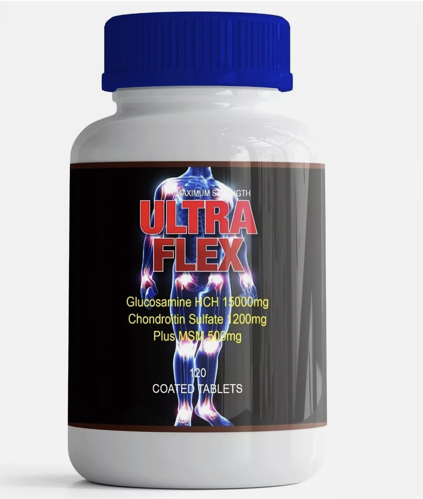 Joint Health & Support Ultra - Flex Supplement with Glucosamine, Chondroitin, Hyaluronic Acid & MSM, 120 Tabs 1 Bottle. All Natural