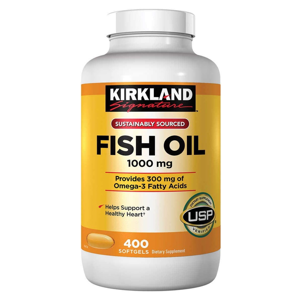 Kirkland Signature Natural Fish Oil 1000 mg with 300 mg Omega-3 - 400 ct (Pack of 2)