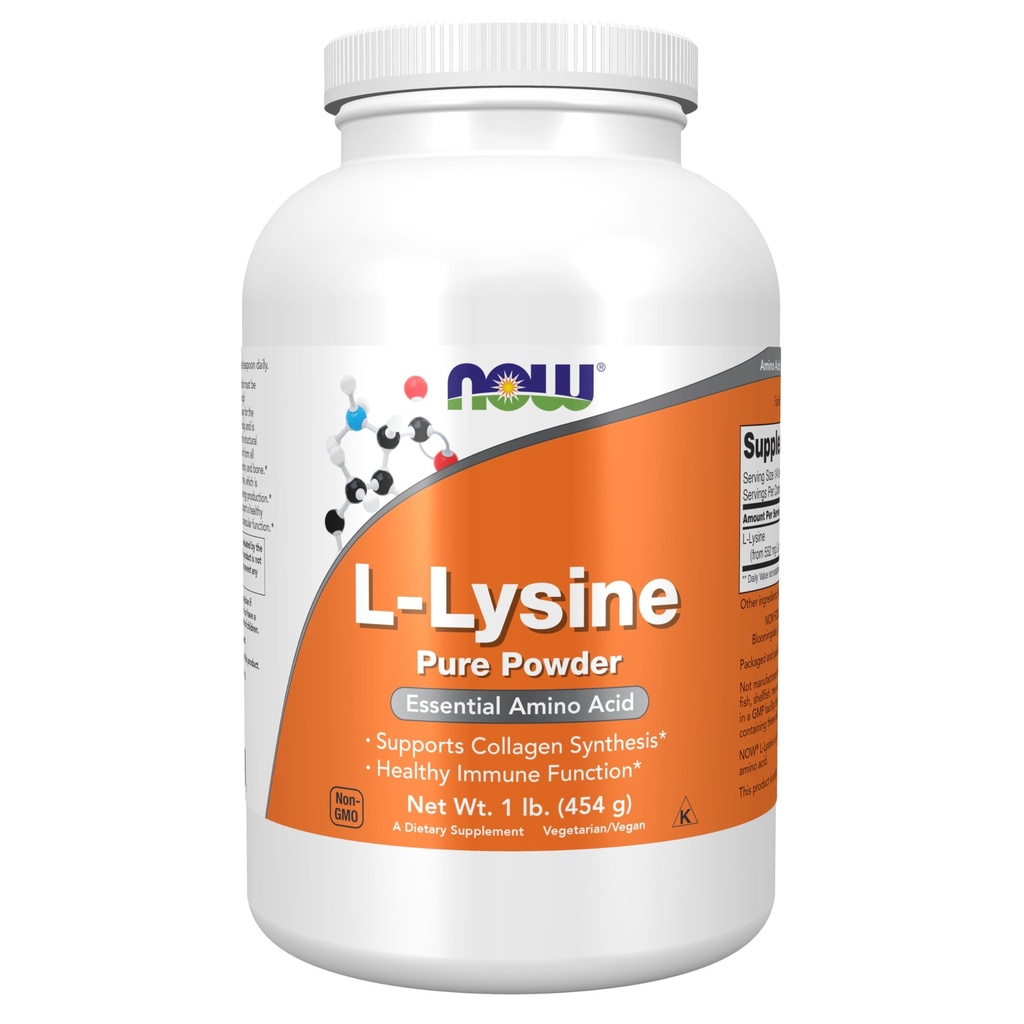 NOW Foods Supplements, L-Lysine (L-Lysine Hydrochloride) Powder, Supports Collagen Synthesis*, Amino Acid, 1-Pound