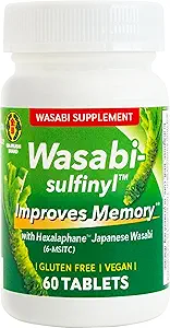 Wasabi Sulfinyl Supplement with Hexalaphane Japanese Wasabi (6-MSITC) 60 Tablets for 2 Month Supply - Improves Memory, Memory Pill, Brain Fog, Brain Health, Cognitive Supplement
