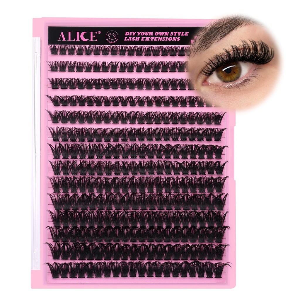 280Pcs Wispy Individual Lashes DIY Eyelash Extensions 8-16MM D-Curly Lash Extensions Lash Clusters 80D Cluster Eyelashes DIY at Home by ALICE