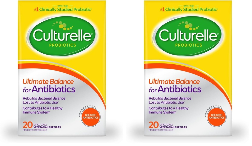Culturelle Probiotics Ultimate Balance Probiotic with Antibiotics-Probiotic Capsules Help Restore Good Bacteria Lost During Antibiotic Use & Contribute to A Healthy Immune System,20Count(Pack of 2)