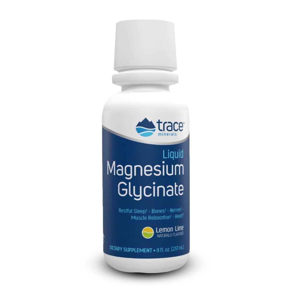 Trace Minerals Magnesium Glycinate - Liquid Magnesium Glycinate for Bone, Nerve & Digestive Health - Supports Sleep Quality, Clarity & Focus - Gentle - Lemon Lime Flavor - 8 fl oz (30 Servings)
